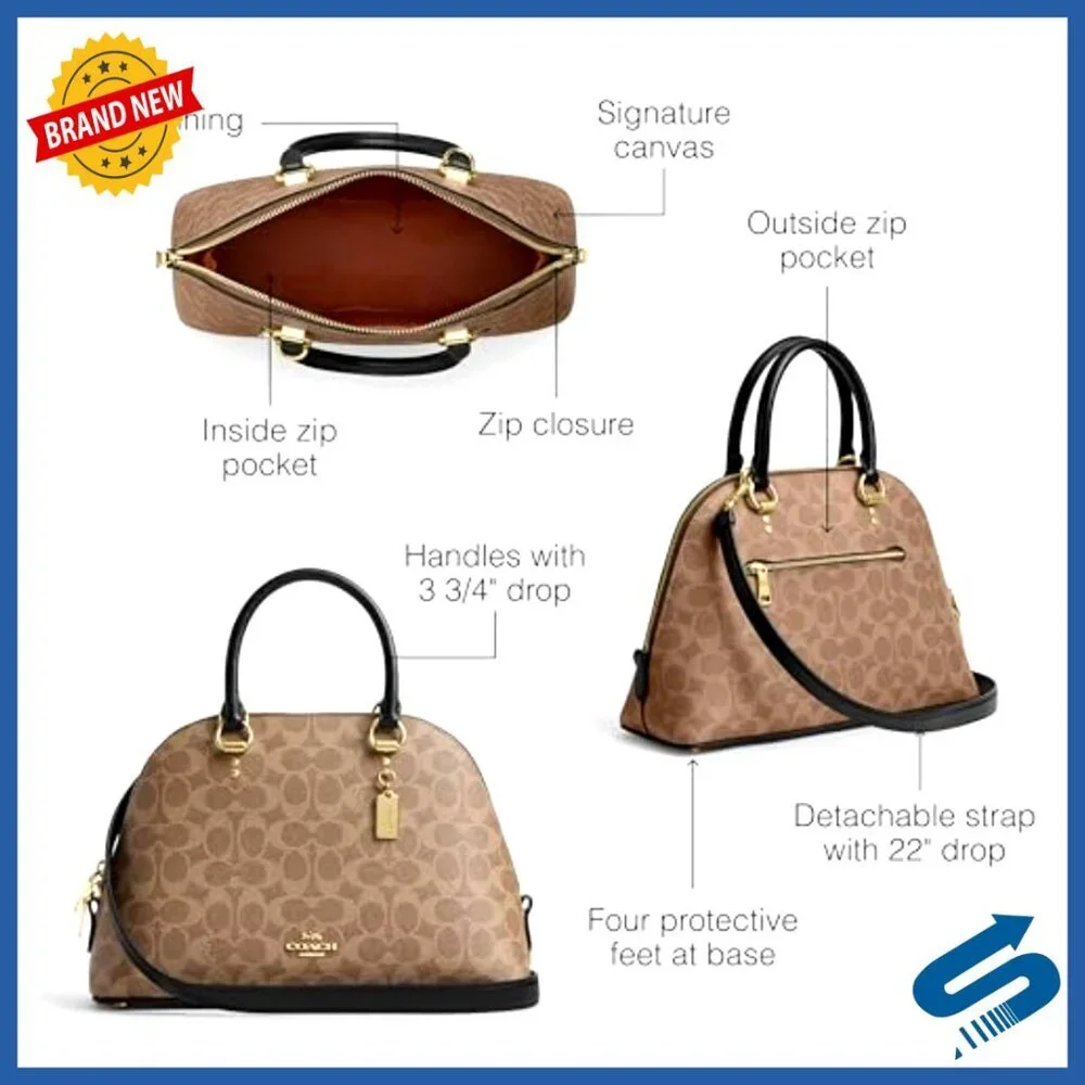 Signature Canvas Satchel with Leather Trim, Detachable Strap, Spacious Interior